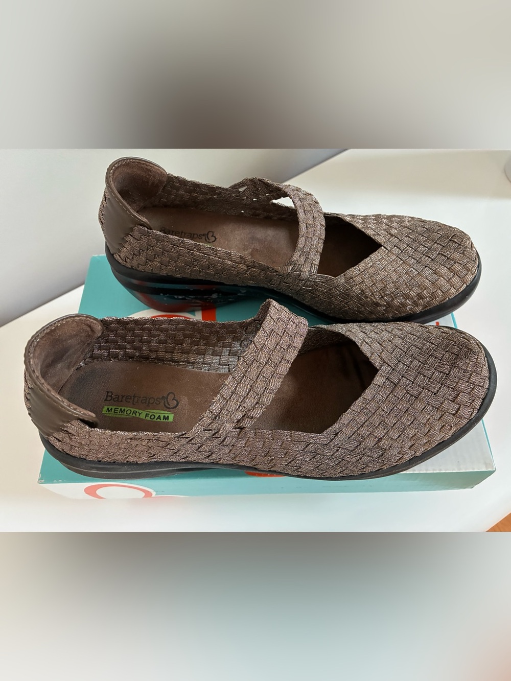 BareTraps Kassie Bronze Woven Mary Jane Style Slip-Ons - Size 9 - Excellent
